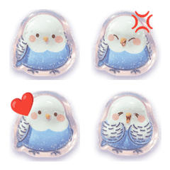 ぷっくり透明シール風のインコ絵文字