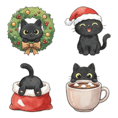 Black Cat Ruu: Christmas Emoji