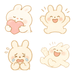 Simple Fluffy White Rabbit Emoji