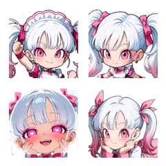 Energetic Twin-Tail Maid Emojis