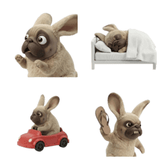 Animated wiggly Bunny Pug emoji (ANM)