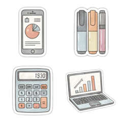 淡い色の水彩ビジネスツールステッカー風