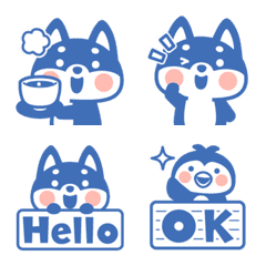 Shiba Dogs Simple Emoji blue ver