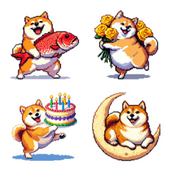 1年中使える太っちょ柴犬 誕生日や挨拶 絵