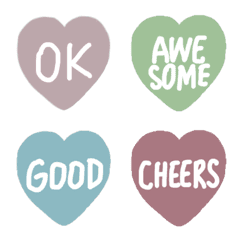 くすみカラーのリアクション絵文字(ハート)