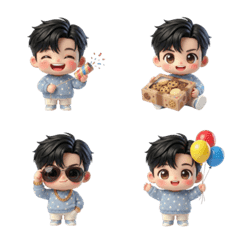 Emoji Copter : Cute Boy with New Year