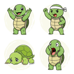 慢慢龜的可愛生活表情 (米色)