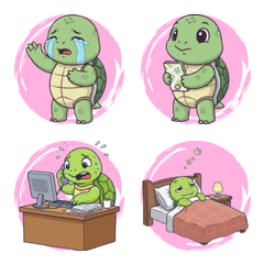 慢慢龜的可愛生活表情 (粉紅色)