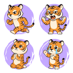 สติกเกอร์อิโมจิรูปเสือน่ารัก (สีม่วง)