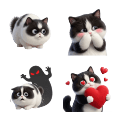 Tiny black and white cat emoji