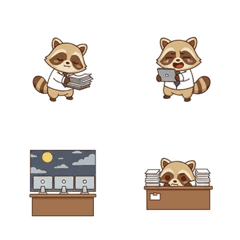 可愛浣熊表情貼(上班風)_Peny