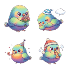 힐링 컬러 작은 새 스티커