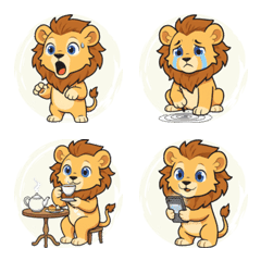 สติกเกอร์อิโมจิรูปสิงโตน่ารัก (สีเบจ)