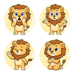 สติกเกอร์อิโมจิรูปสิงโตน่ารัก (สีเหลือง)