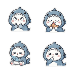 サメのフードをかぶった可愛い子猫