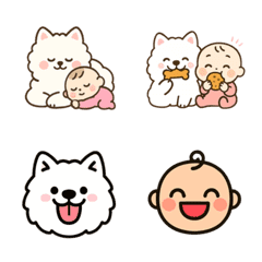 Baby and Samoyed