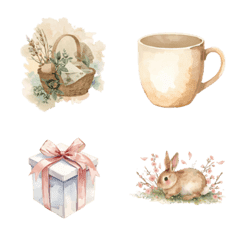 watercolor stickers inspired by spring.