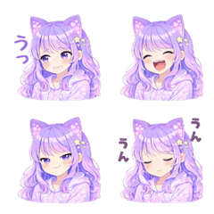 cute cat ear girl expressive emoj