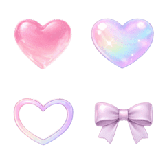 Pastel Glossy Heart & Ribbon Emojis