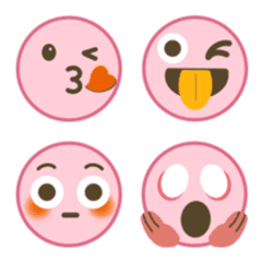 สติ้กเกอร์อิโมจิหน้ากลมสีชมพูพาสเทล