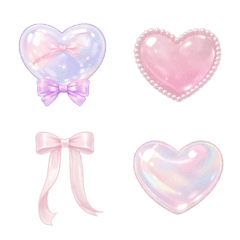 Glossy Jelly Hearts & Ribbon Emoji Set
