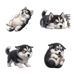 Wiggling Cute Siberian Husky Emoji (ANM)