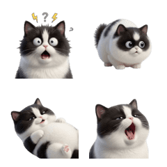 อีโมจิแมวอ้วนขาวดำดุ๊กดิ๊ก (ANM)