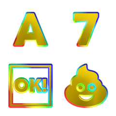 ตัวอักษรทองวิบวับเคลื่อนไหว OK NG สีรุ้ง