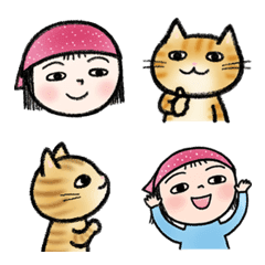 バンダナ女子と、とらねこ絵文字♪