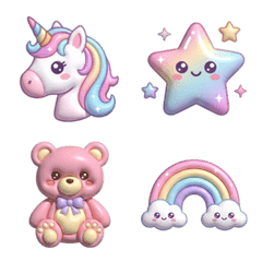 Cute Puffy Sticker-Style Emojis vol. 01