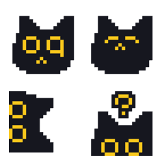 Pixel Black Cat Emoji 01