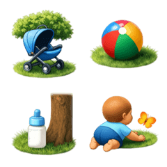 Baby Playing in Park 3D