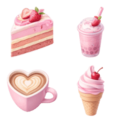 Pink Girly Sweets & Cafe Emojis Vol.3