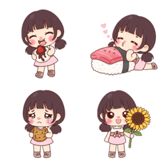 Beautiful cute girl with food Emoji