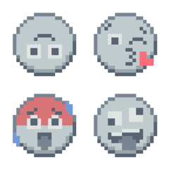 Pixel Gray Face Emoji 01