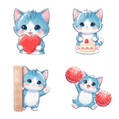 ぷっくりシール あおねこ 日常 絵文字