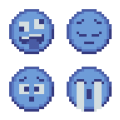 Pixel Blue Face Emoji 01