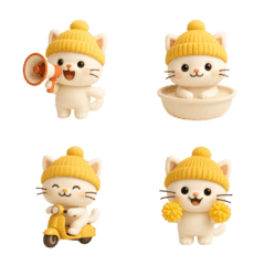 Emoji Cute Cat with Knitted Hat