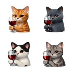 แมวดื่มไวน์ 3D