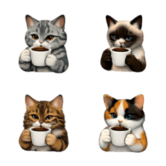 แมวดื่มกาแฟร้อน 3D