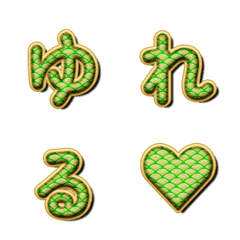 動く！金色の青海波 デコ文字 023