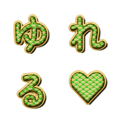 搖擺金色青海波 字母表情貼 018