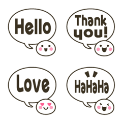 Round face & speech bubble white english