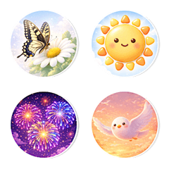 空にうく　ゆるかわシール風絵文字