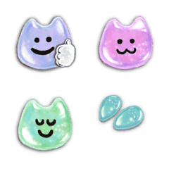 【絵文字】ぷっくりキラキラねこ