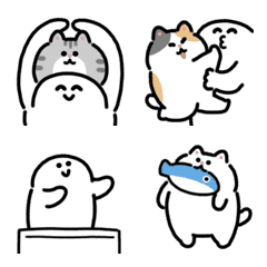 อีโมจิอนิเมะรูปผู้ชายยิ้มและแมว