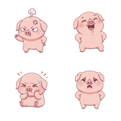 Closeup of a Funny Pink Pig Having a