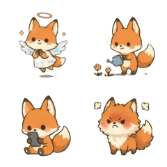 Crayon Fluffy Fox: Daily Emoji Pack2