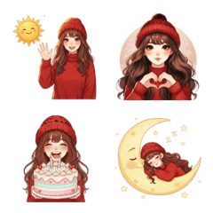 No text Sweet Red Sweater Girl