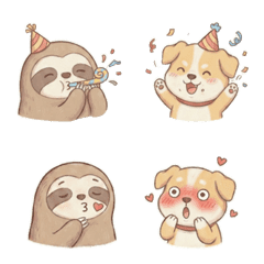 나무늘보와 강아지: 얼굴 이모티콘